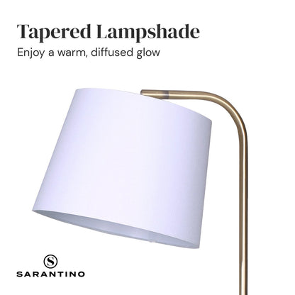 Sarantino Marble &amp; Metal End Table Top Floor Lamp-Home &amp; Garden &gt; Lighting-PEROZ Accessories