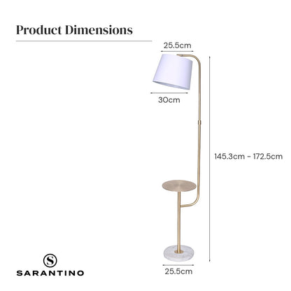 Sarantino Marble &amp; Metal End Table Top Floor Lamp-Home &amp; Garden &gt; Lighting-PEROZ Accessories