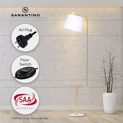 Sarantino Marble &amp; Metal End Table Top Floor Lamp-Home &amp; Garden &gt; Lighting-PEROZ Accessories