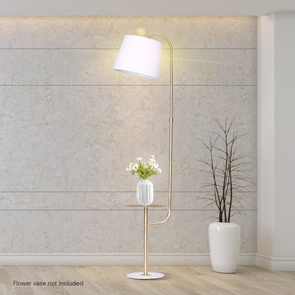 Sarantino Marble &amp; Metal End Table Top Floor Lamp-Home &amp; Garden &gt; Lighting-PEROZ Accessories