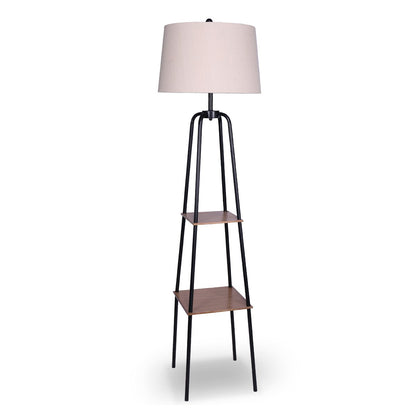 Sarantino Metal Etagere Floor Lamp Shade Metal Shelf in Wood Finish-Home &amp; Garden &gt; Lighting-PEROZ Accessories