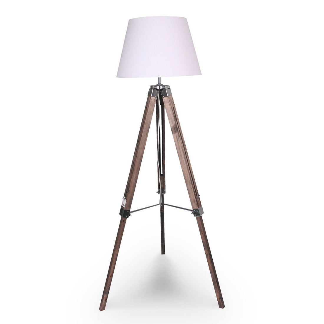 Sarantino Solid Wood Tripod Floor Lamp Adjustable Height White Shade-Home &amp; Garden &gt; Lighting-PEROZ Accessories