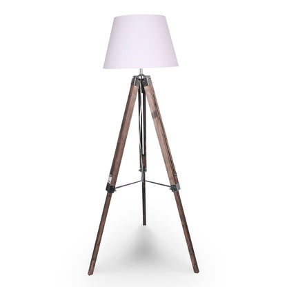 Sarantino Solid Wood Tripod Floor Lamp Adjustable Height White Shade-Home &amp; Garden &gt; Lighting-PEROZ Accessories