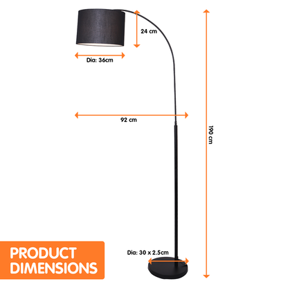 Sarantino Metal Arc Arm Floor Lamp Shade Black-Home &amp; Garden > Lighting-PEROZ Accessories