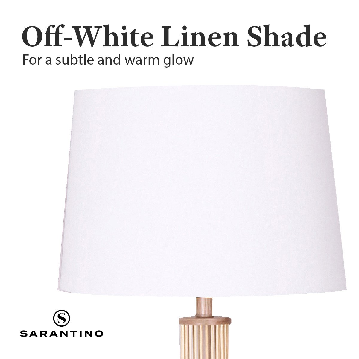 Sarantino Rattan Floor Lamp With Off-White Linen Shade by Sarantino-Home &amp; Garden &gt; Lighting-PEROZ Accessories