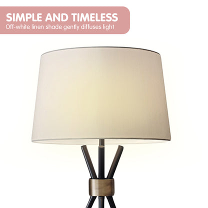 Sarantino Metal Tripod Table Lamp with Antique Brass Accent-Home &amp; Garden &gt; Lighting-PEROZ Accessories