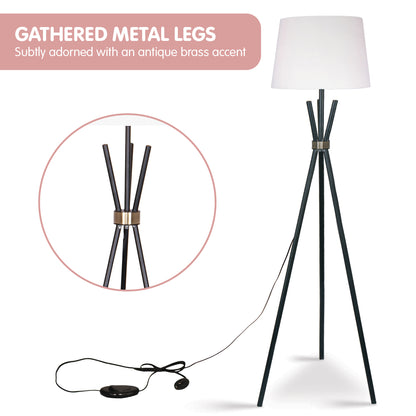 Sarantino Tripod Floor Lamp in Metal and Antique Brass-Home &amp; Garden &gt; Lighting-PEROZ Accessories