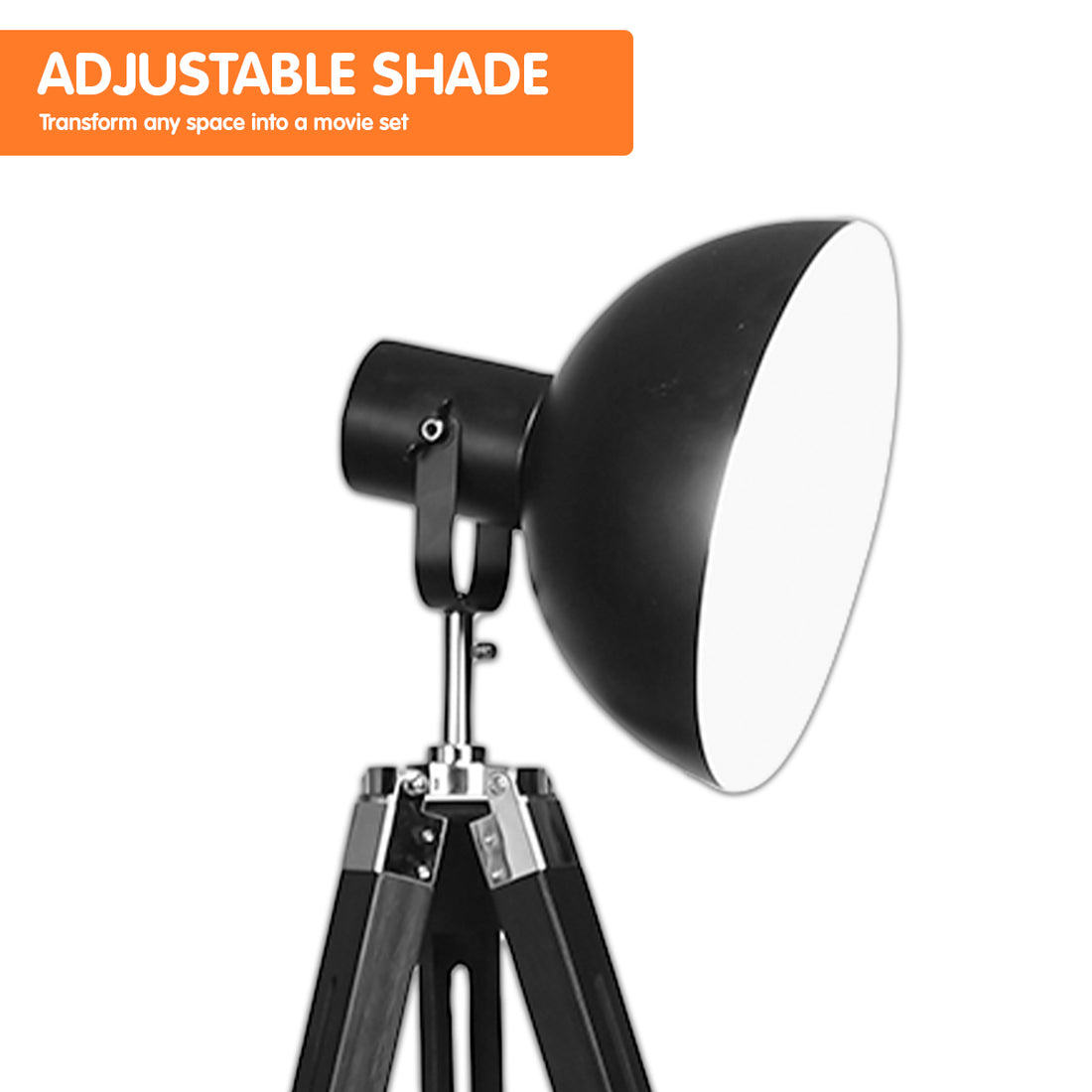 Sarantino Tripod Floor Spot Lamp Reading Adjustable Height Metal Black-Home &amp; Garden &gt; Lighting-PEROZ Accessories