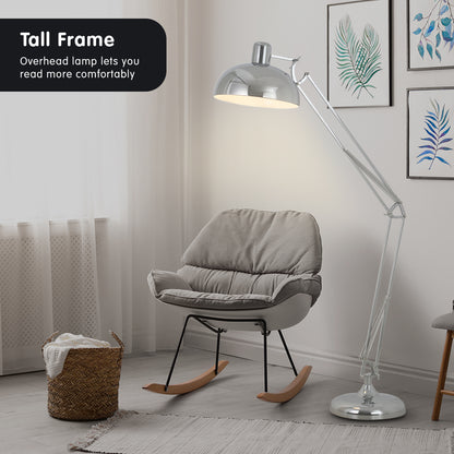 Sarantino Metal Architect Floor Lamp Shade Adjustable Height - Chrome-Home &amp; Garden &gt; Lighting-PEROZ Accessories