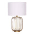 Sarantino Rose Gold Table Lamp with Linen Drum Shade-Home & Garden > Lighting-PEROZ Accessories