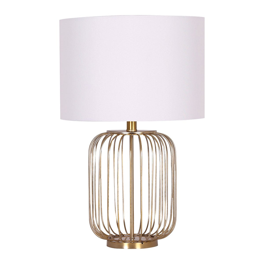 Sarantino Rose Gold Table Lamp with Linen Drum Shade-Home &amp; Garden &gt; Lighting-PEROZ Accessories