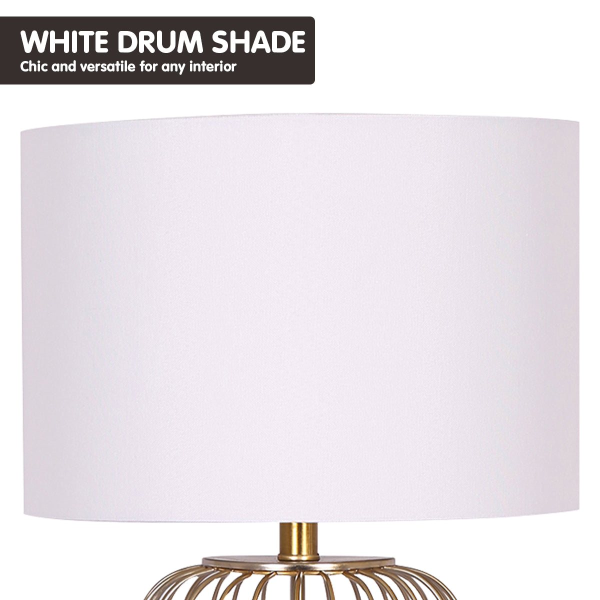 Sarantino Rose Gold Table Lamp with Linen Drum Shade-Home &amp; Garden &gt; Lighting-PEROZ Accessories