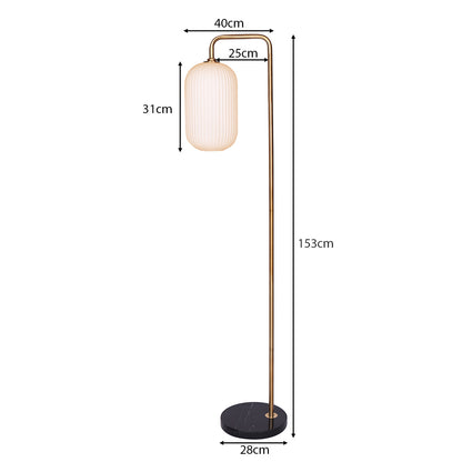 Sarantino Metal Floor Lamp With Opal Glass Shade-Home &amp; Garden &gt; Lighting-PEROZ Accessories