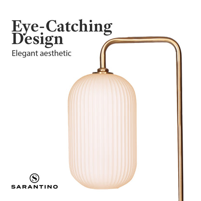 Sarantino Metal Floor Lamp With Opal Glass Shade-Home &amp; Garden &gt; Lighting-PEROZ Accessories