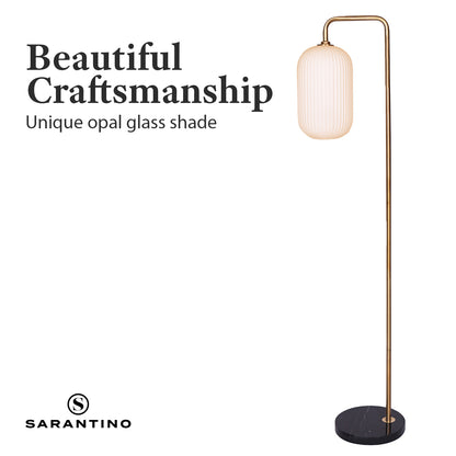 Sarantino Metal Floor Lamp With Opal Glass Shade-Home &amp; Garden &gt; Lighting-PEROZ Accessories