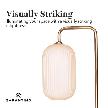 Sarantino Metal Floor Lamp With Opal Glass Shade-Home &amp; Garden &gt; Lighting-PEROZ Accessories