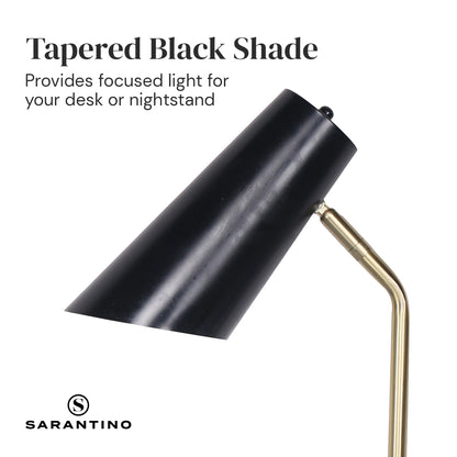 Sarantino Electric Reading Light Table Lamp Brass Finish - Black-Home &amp; Garden &gt; Lighting-PEROZ Accessories