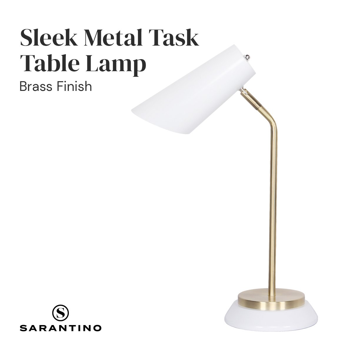 Sarantino Electric Reading Light Table Lamp Brass Finish - White-Home &amp; Garden &gt; Lighting-PEROZ Accessories