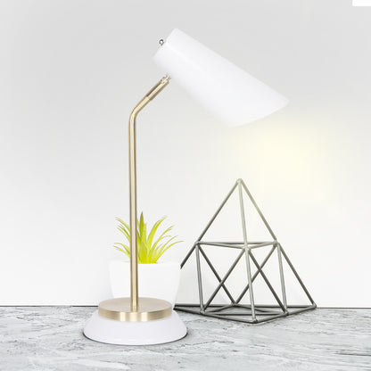 Sarantino Electric Reading Light Table Lamp Brass Finish - White-Home &amp; Garden &gt; Lighting-PEROZ Accessories