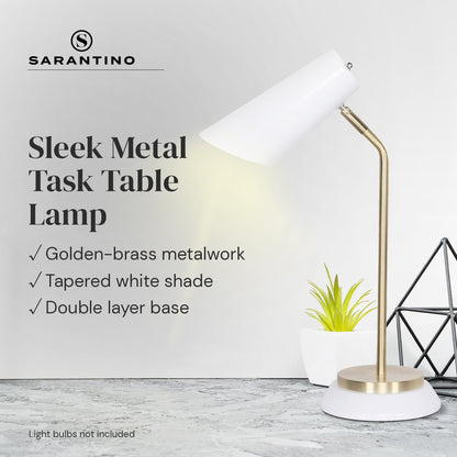 Sarantino Electric Reading Light Table Lamp Brass Finish - White-Home &amp; Garden &gt; Lighting-PEROZ Accessories