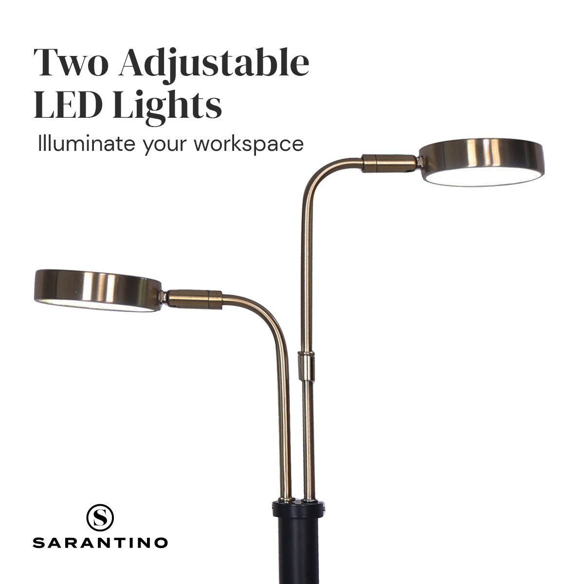 Sarantino LED Metal Table Lamp with 2 Lights Brushed Gold Black Finish-Home &amp; Garden &gt; Lighting-PEROZ Accessories