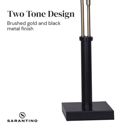 Sarantino LED Metal Table Lamp with 2 Lights Brushed Gold Black Finish-Home &amp; Garden &gt; Lighting-PEROZ Accessories