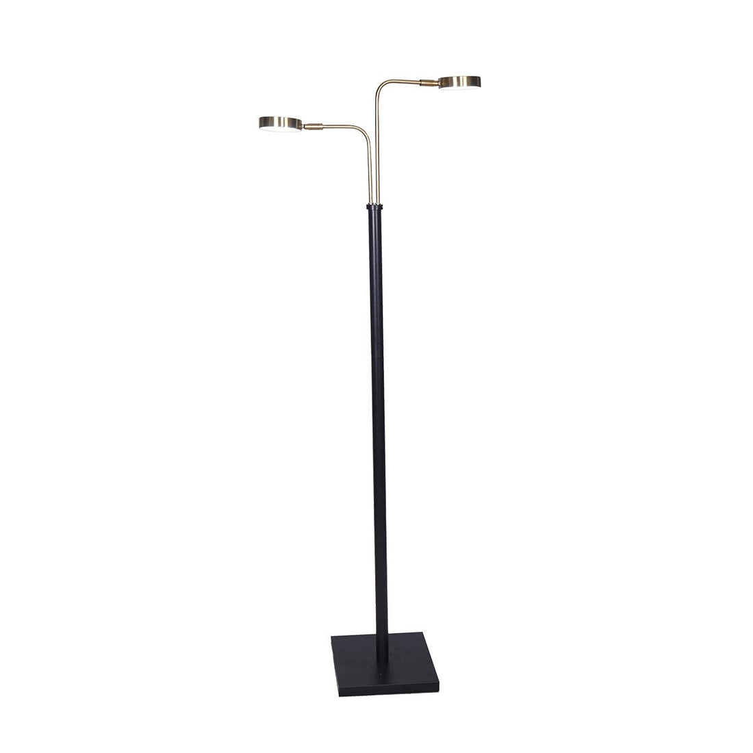 Sarantino LED Metal Floor Lamp with 2 Lights in Brushed Gold and Black Finish-Home &amp; Garden &gt; Lighting-PEROZ Accessories