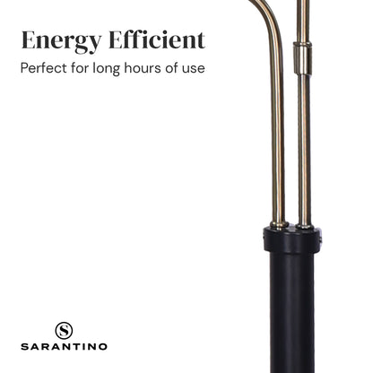 Sarantino LED Metal Floor Lamp with 2 Lights in Brushed Gold and Black Finish-Home &amp; Garden &gt; Lighting-PEROZ Accessories
