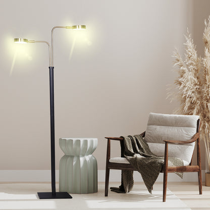 Sarantino LED Metal Floor Lamp with 2 Lights in Brushed Gold and Black Finish-Home &amp; Garden &gt; Lighting-PEROZ Accessories