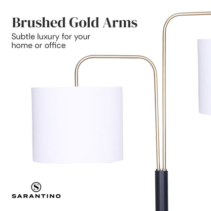 Sarantino Black/Brass Finish Reading Light Electric Table Lamp-Home &amp; Garden &gt; Lighting-PEROZ Accessories
