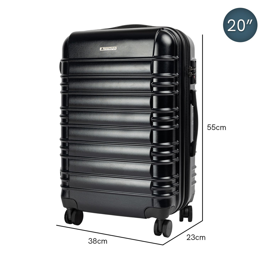 Olympus Noctis Suitcase 20in Hard Shell ABS+PC - Stygian Black-Home & Garden-PEROZ Accessories
