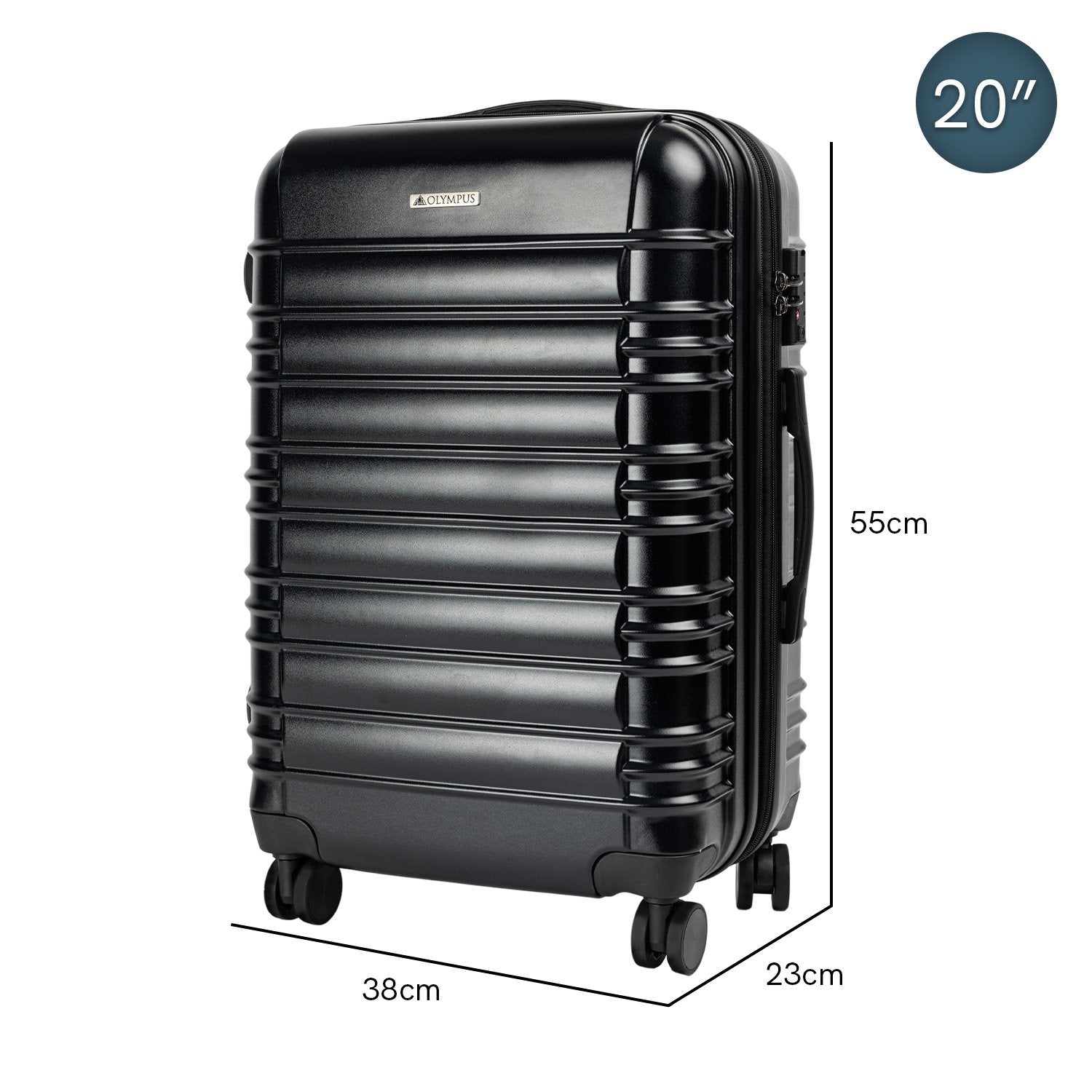 Olympus Noctis Suitcase 20in Hard Shell ABS+PC - Stygian Black-Home &amp; Garden-PEROZ Accessories