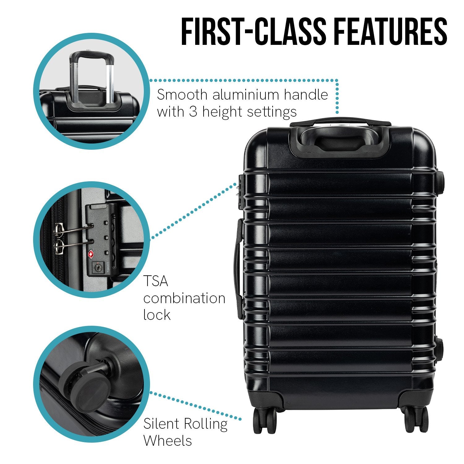 Olympus Noctis Suitcase 20in Hard Shell ABS+PC - Stygian Black-Home &amp; Garden-PEROZ Accessories