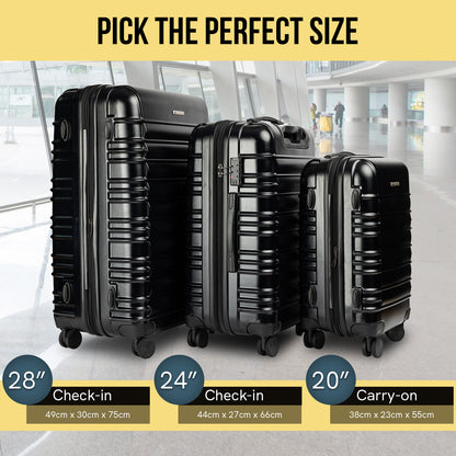 Olympus Noctis Suitcase 24in Hard Shell ABS+PC - Stygian Black-Home &amp; Garden-PEROZ Accessories