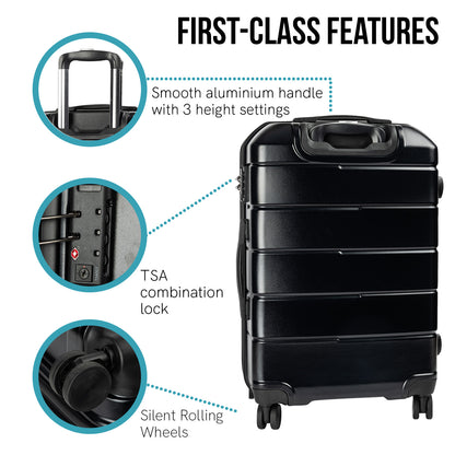 Olympus Artemis 24in Hard Shell Suitcase ABS+PC Jet Black-Home &amp; Garden-PEROZ Accessories