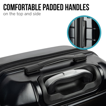 Olympus Artemis 24in Hard Shell Suitcase ABS+PC Jet Black-Home &amp; Garden-PEROZ Accessories