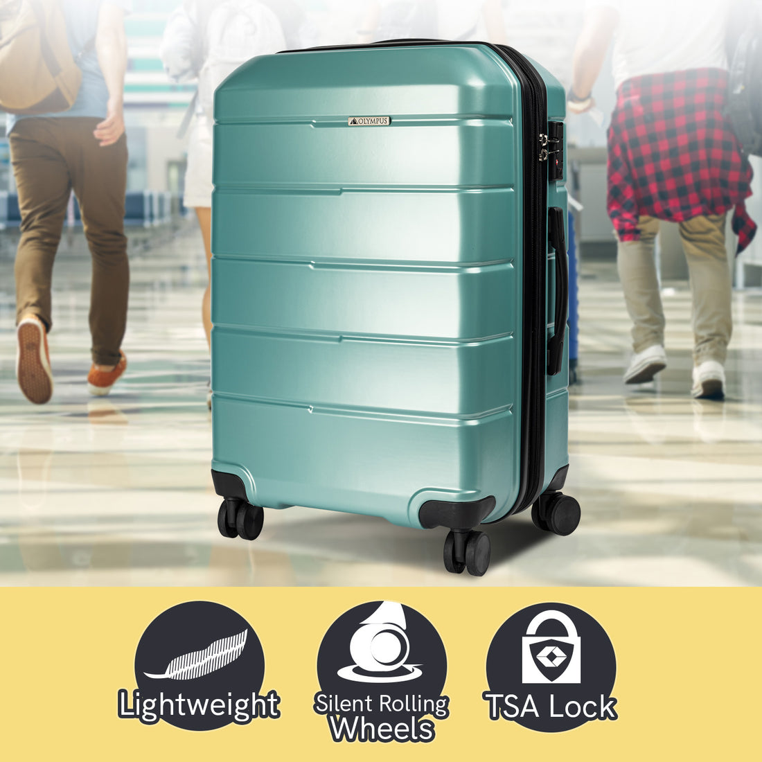 Olympus Artemis 28in Hard Shell Suitcase ABS+PC - Electric Teal-Home &amp; Garden-PEROZ Accessories