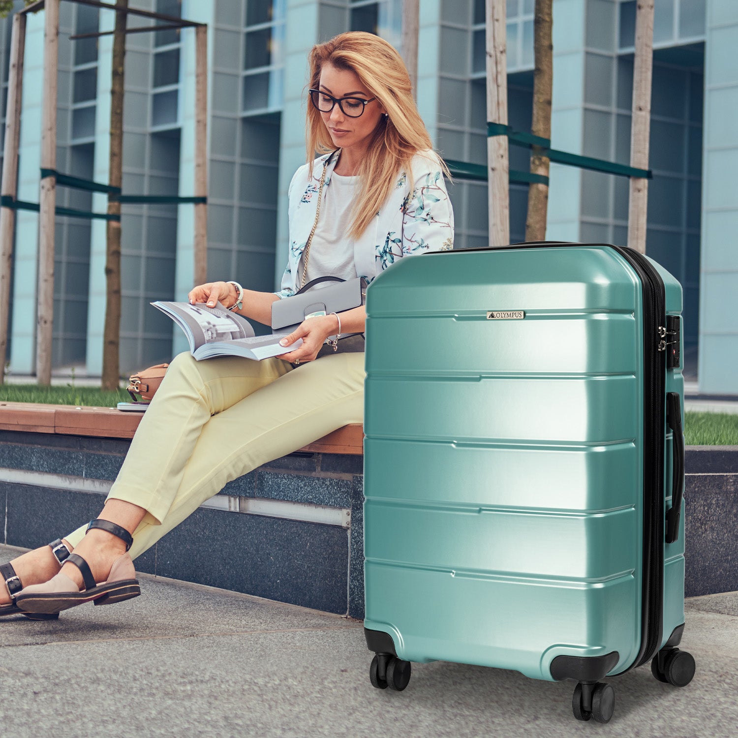 Olympus Artemis 28in Hard Shell Suitcase ABS+PC - Electric Teal-Home &amp; Garden-PEROZ Accessories