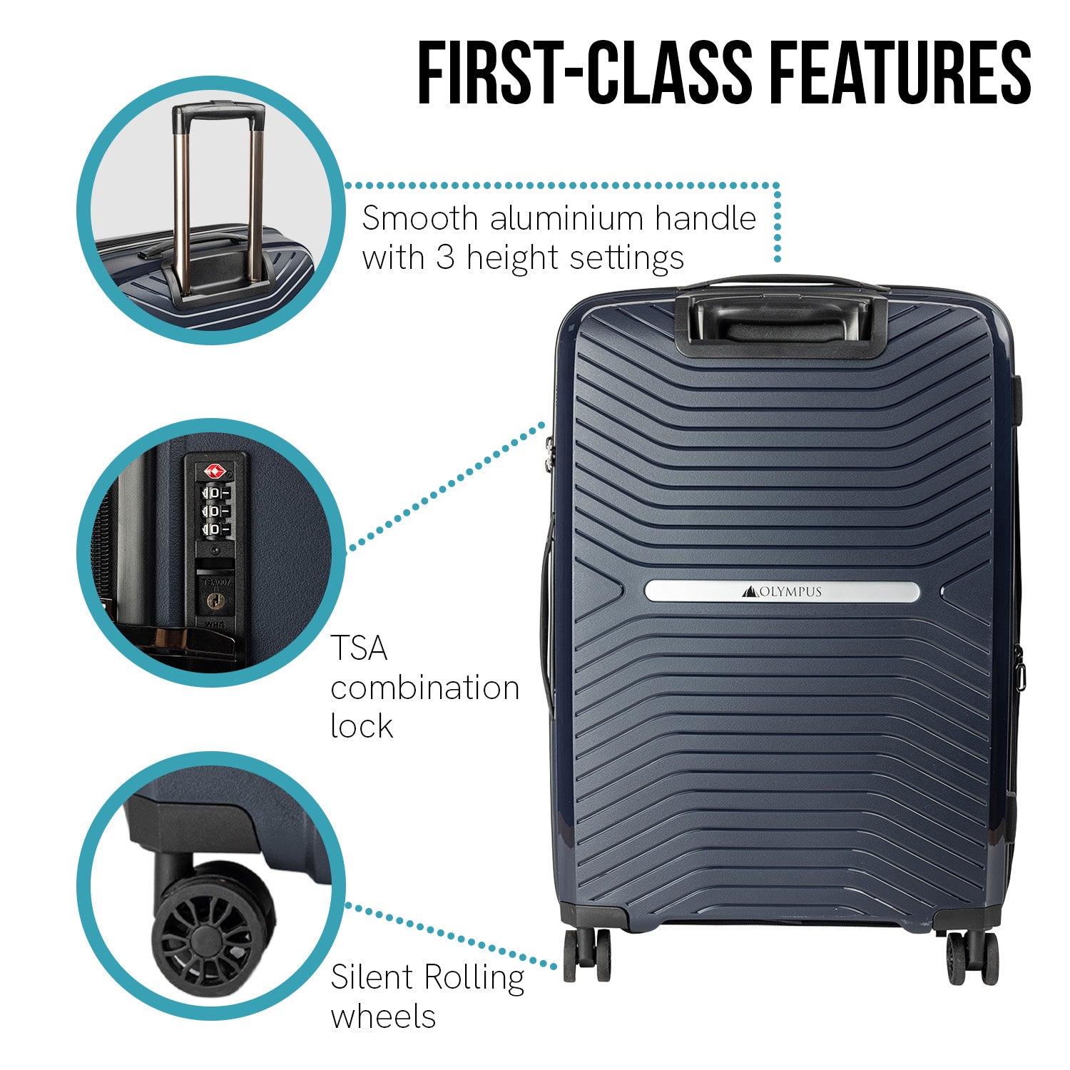 Olympus Astra 20in Lightweight Hard Shell Suitcase - Aegean Blue-Home &amp; Garden-PEROZ Accessories