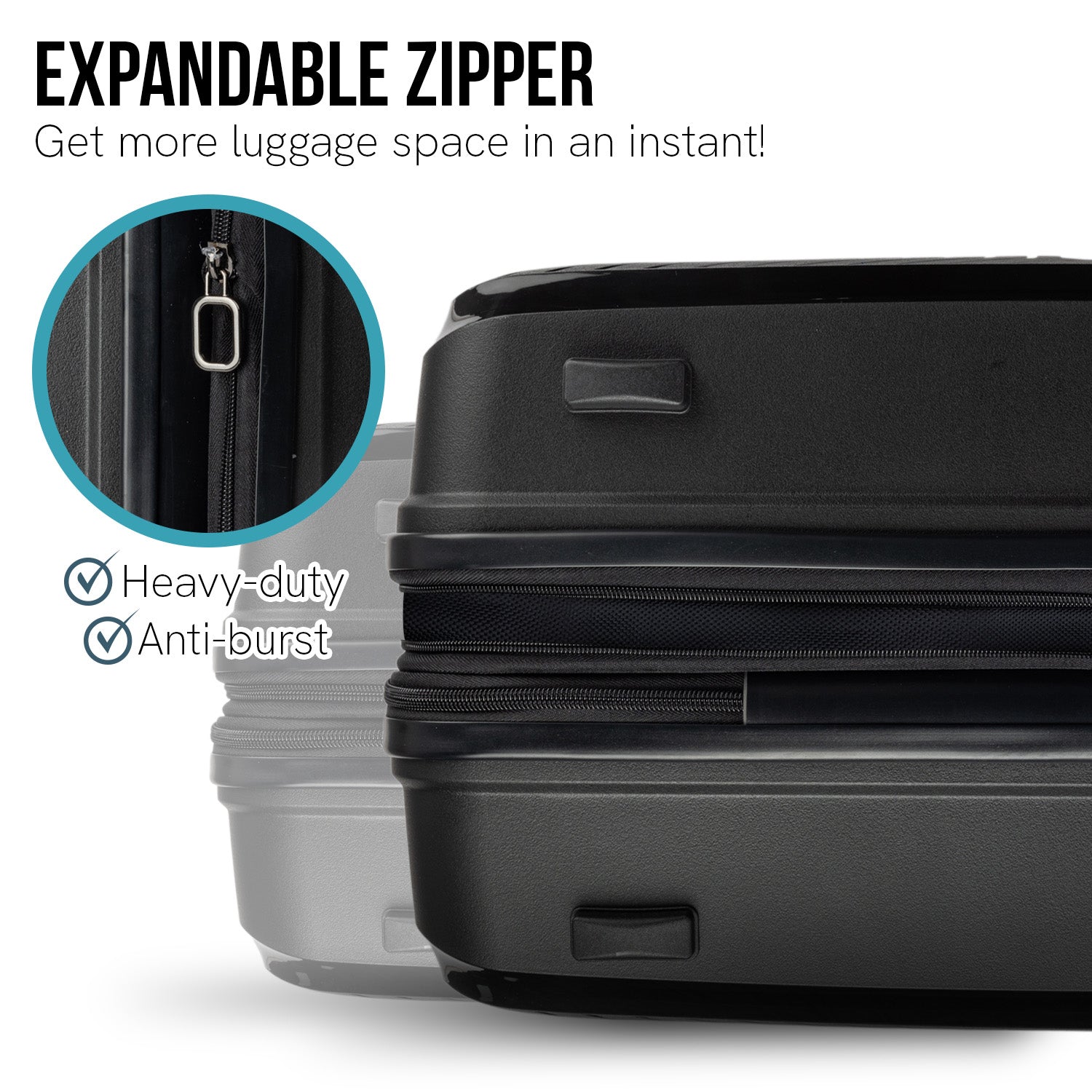 Olympus Astra 24in Lightweight Hard Shell Suitcase - Obsidian Black-Home &amp; Garden-PEROZ Accessories