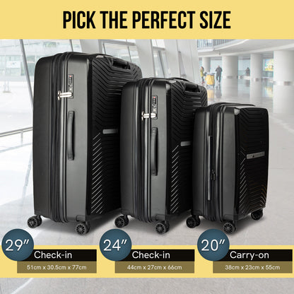 Olympus Astra 29in Lightweight Hard Shell Suitcase - Obsidian Black-Home &amp; Garden &gt; Travel-PEROZ Accessories
