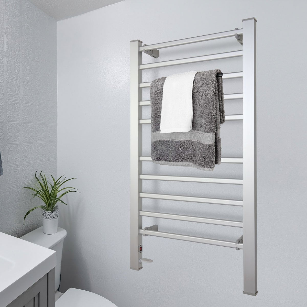 Pronti Heated Towel Rack Electric Bathroom Towel Rails Warmer Ev-160- Silver-Home &amp; Garden &gt; Bathroom Accessories-PEROZ Accessories