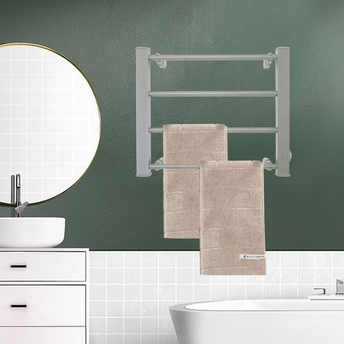 Pronti Heated Towel Rack Electric Bathroom Towel Rails Warmer Ev-60 -silver-Home &amp; Garden &gt; Bathroom Accessories-PEROZ Accessories
