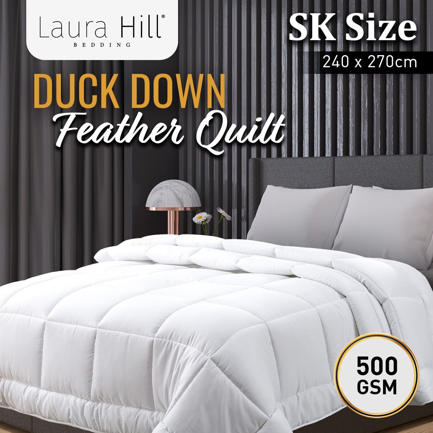 Laura Hill 500GSM Duck Down Feather Quilt Comforter Doona - Super King-Home &amp; Garden &gt; Bedding-PEROZ Accessories