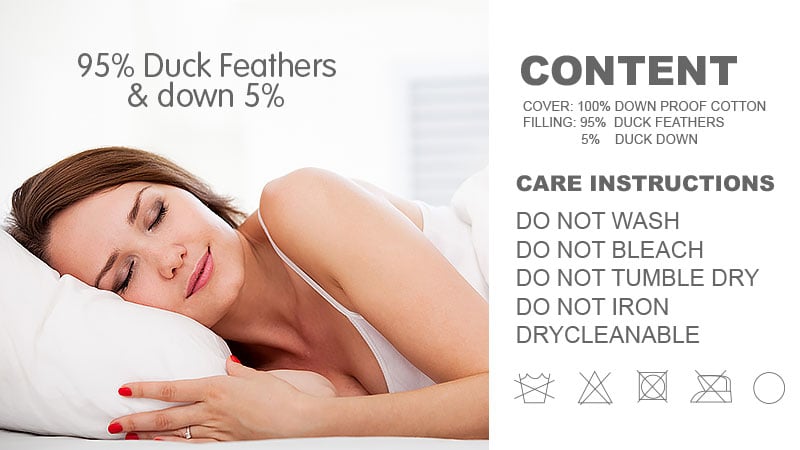 Laura Hill Duck Down Feather Pillow Twin Set - 1.3kg-Home &amp; Garden &gt; Bedding-PEROZ Accessories