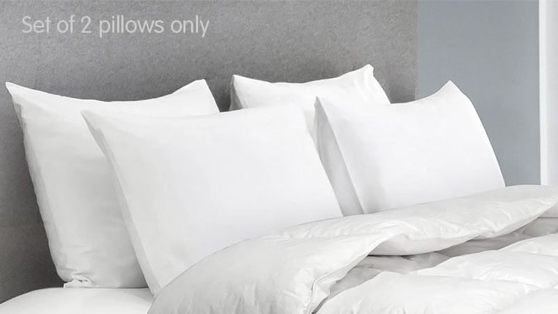 Laura Hill Duck Down Feather Pillow Twin Set - 1.3kg-Home &amp; Garden &gt; Bedding-PEROZ Accessories