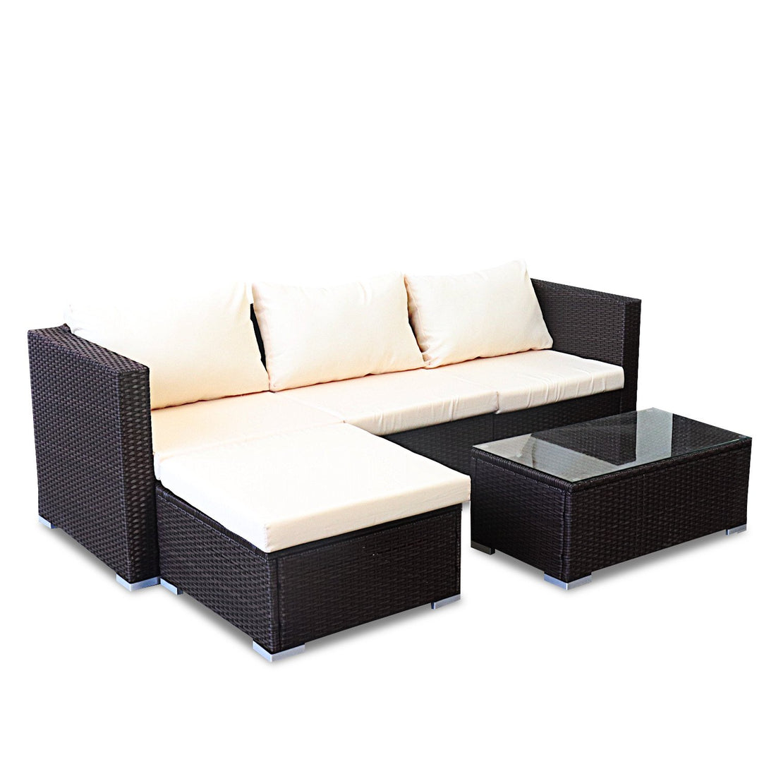 Sarantino 5pc Modular Outdoor Lounge Set PE Rattan - Brown-Furniture &gt; Outdoor-PEROZ Accessories