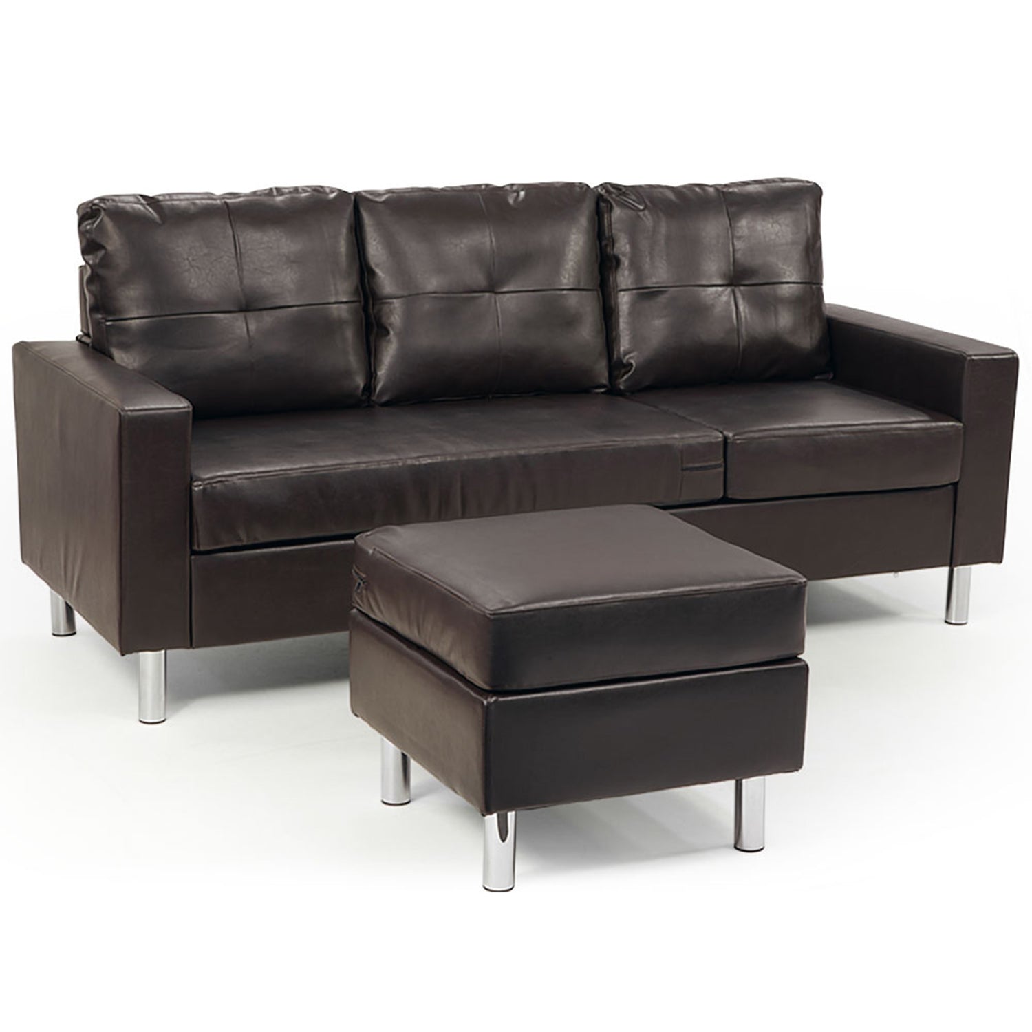 Sarantino Corner Sofa Lounge Couch Modular Furniture Chair Home Faux Leather Chaise Brown-Furniture &gt; Sofas-PEROZ Accessories