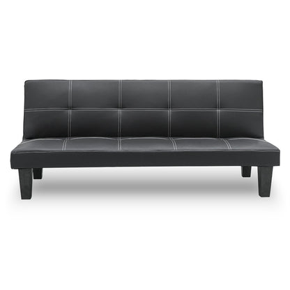 Sarantino 2 Seater Modular Faux Leather Fabric Sofa Bed Couch - Black-Furniture &gt; Sofas-PEROZ Accessories