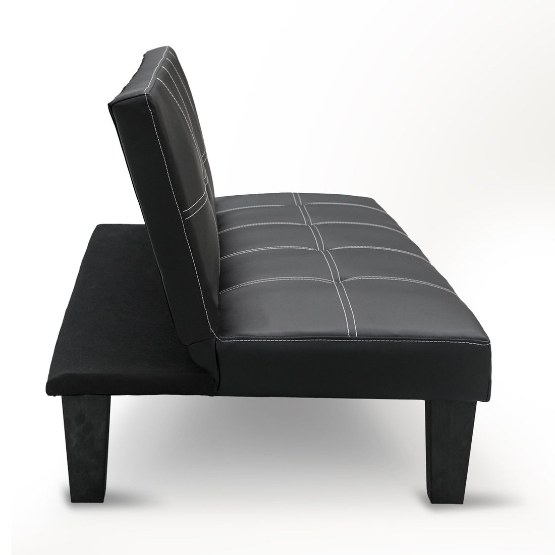 Sarantino 2 Seater Modular Faux Leather Fabric Sofa Bed Couch - Black-Furniture > Sofas-PEROZ Accessories